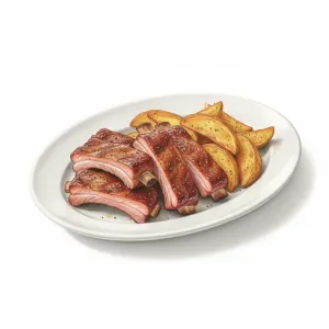 Porsaan ribsit lohkoperunoilla