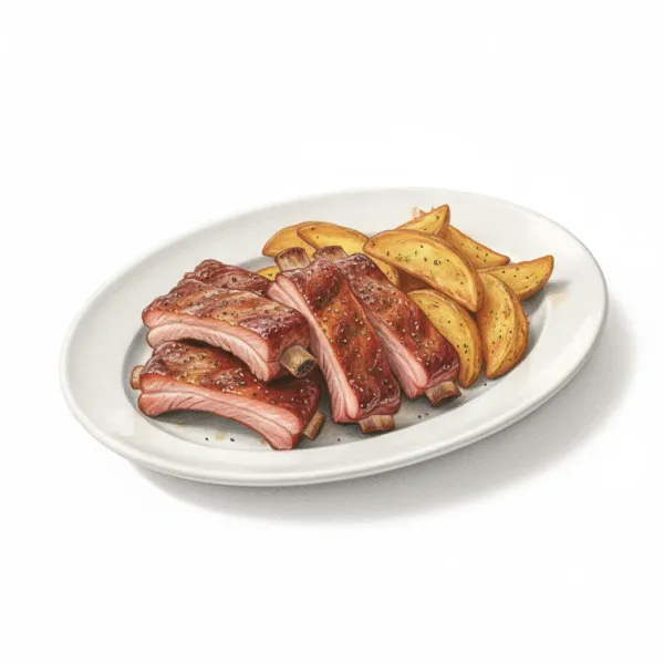 Costelinha de porco com batata rústica